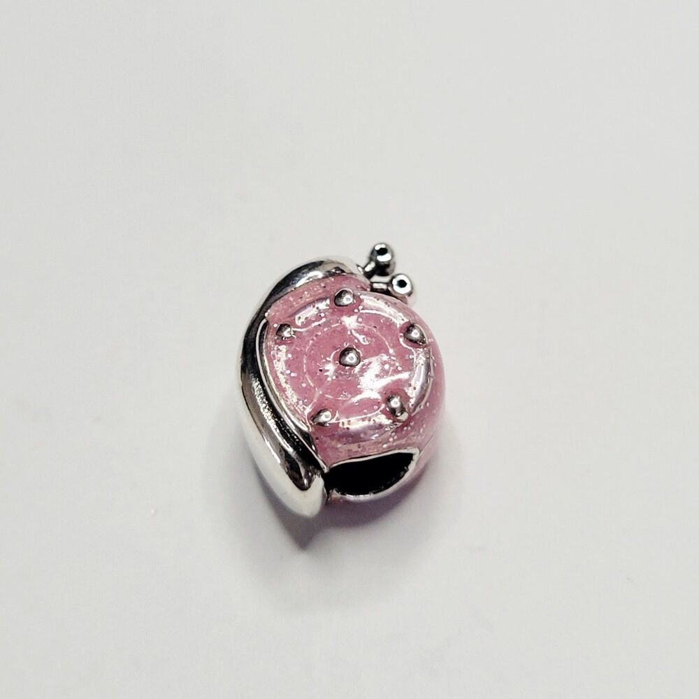 NWT For Pandora Charm Bracelets Pink And Silver Snail In A Shell Slider Charm - Picture 5 of 6